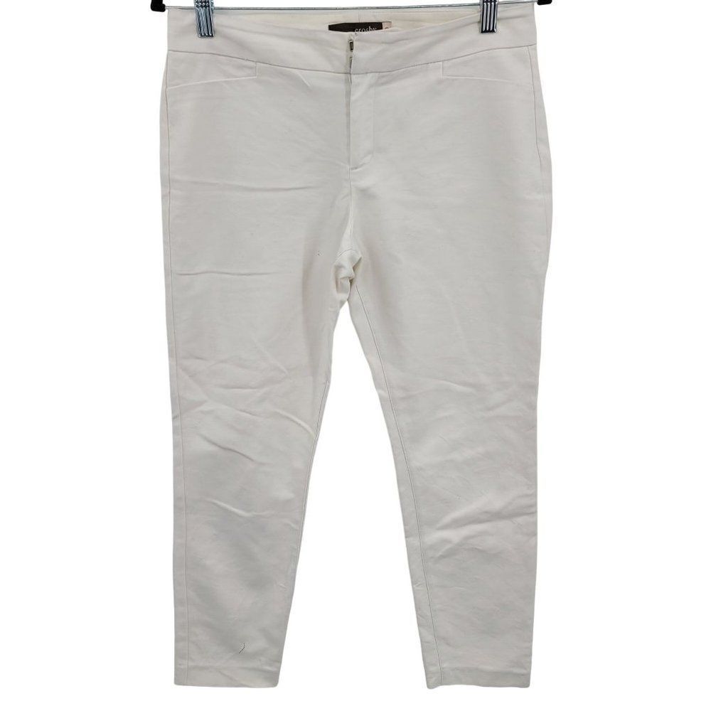 Crosby Chino Pants 6 White Mid Rise Stretch Flat‎ Ankle Skinny Dressy Casual